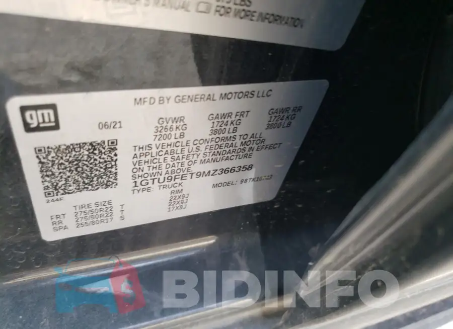 1GTU9FET9MZ366358 Photo# 12