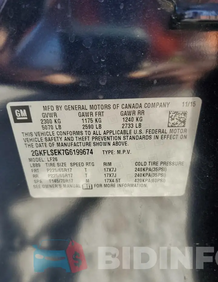 2GKFLSEK7G6199674 Photo# 13
