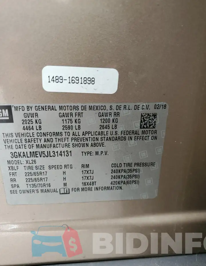 3GKALMEV5JL314131 Photo# 13