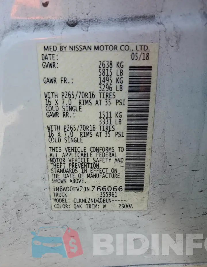1N6AD0EV2JN766066 Photo# 12