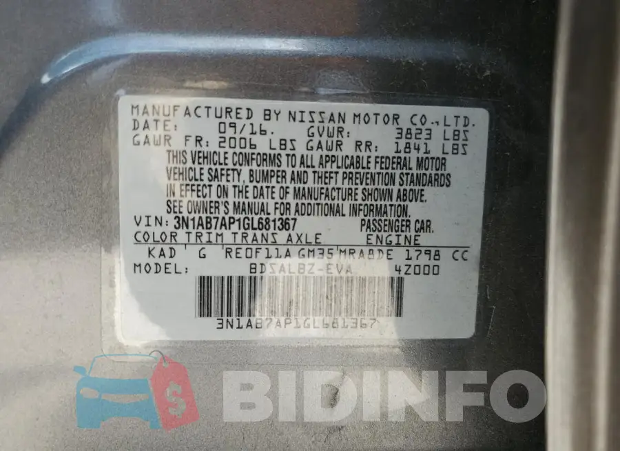 3N1AB7AP1GL681367 Photo# 13