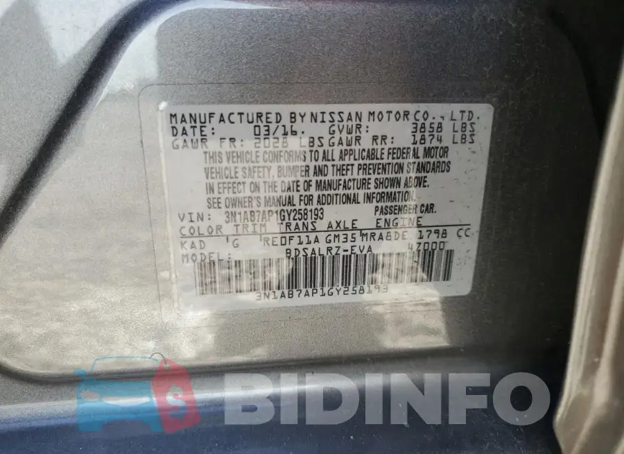 3N1AB7AP1GY258193 Photo# 12