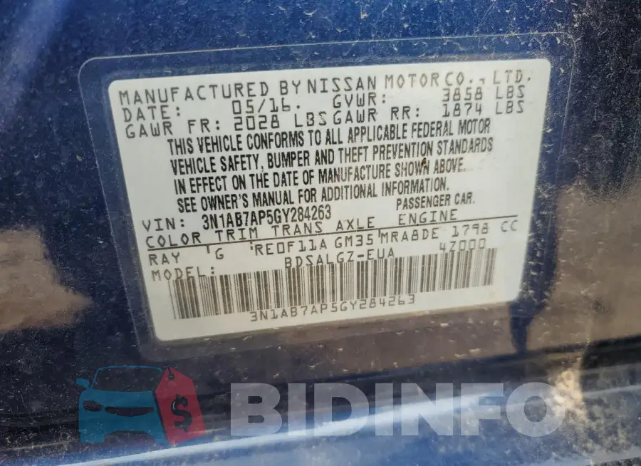 3N1AB7AP5GY284263 Photo# 12