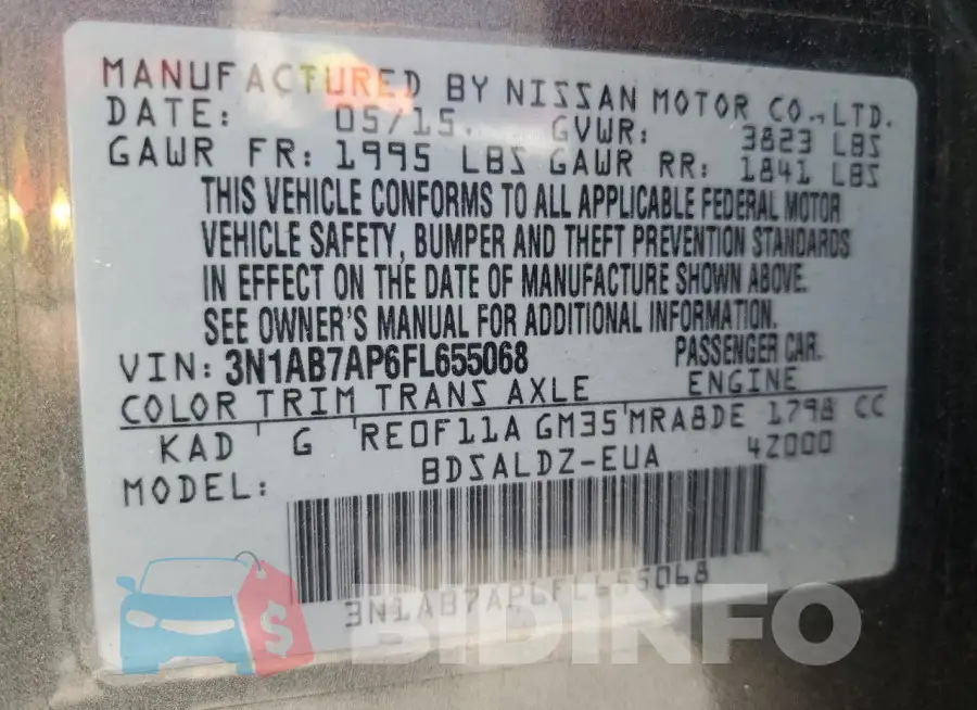 3N1AB7AP6FL655068 Photo# 13