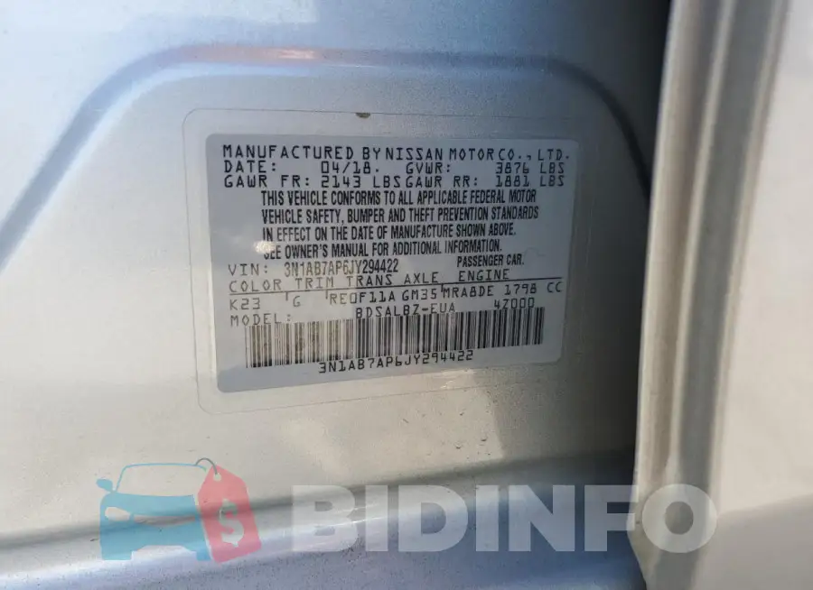 3N1AB7AP6JY294422 Photo# 12