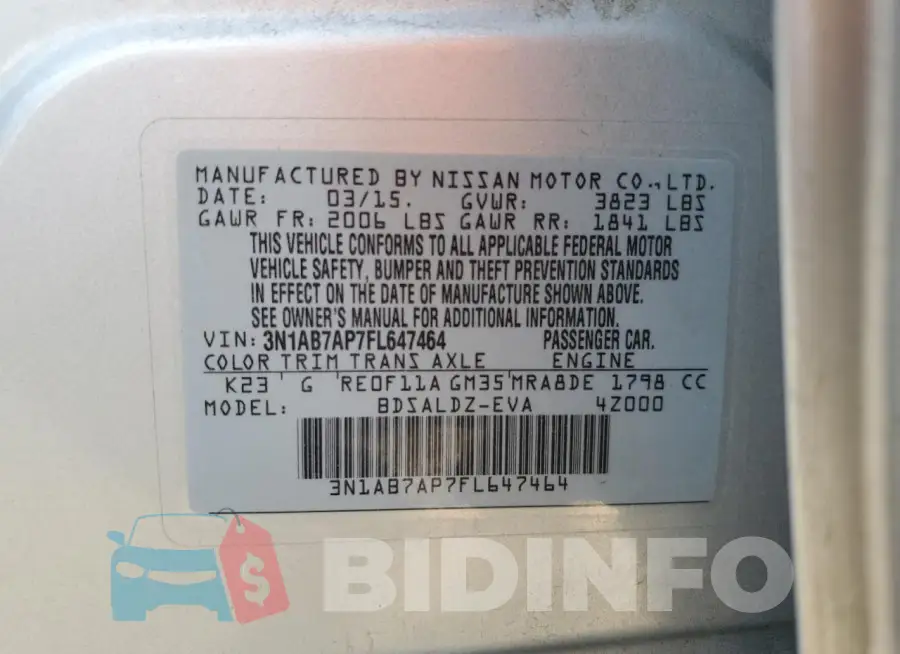 3N1AB7AP7FL647464 Photo# 12