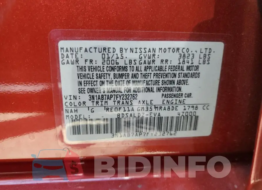 3N1AB7AP7FY232762 Photo# 13