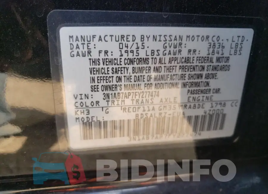 3N1AB7AP7FY277474 Photo# 12