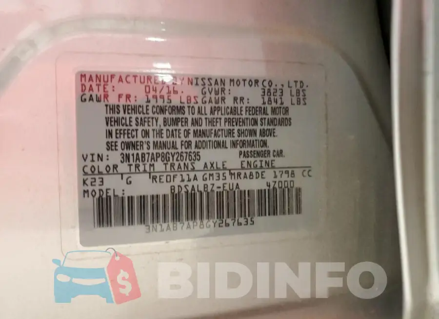 3N1AB7AP8GY267635 Photo# 13