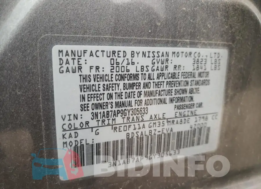 3N1AB7AP9GY305633 Photo# 12