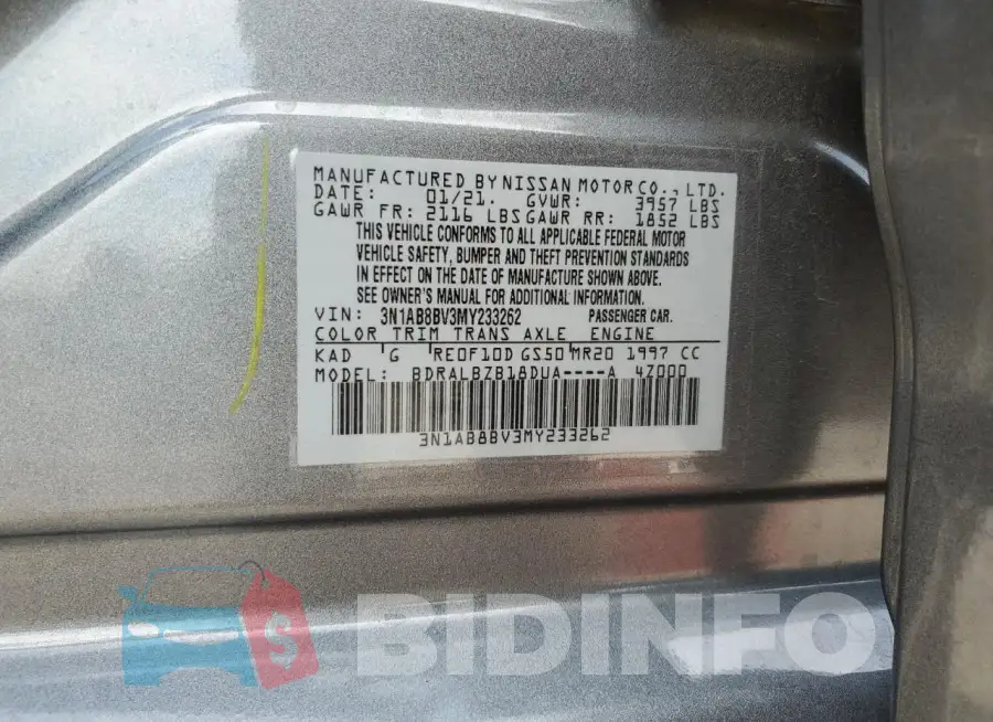 3N1AB8BV3MY233262 Photo# 13