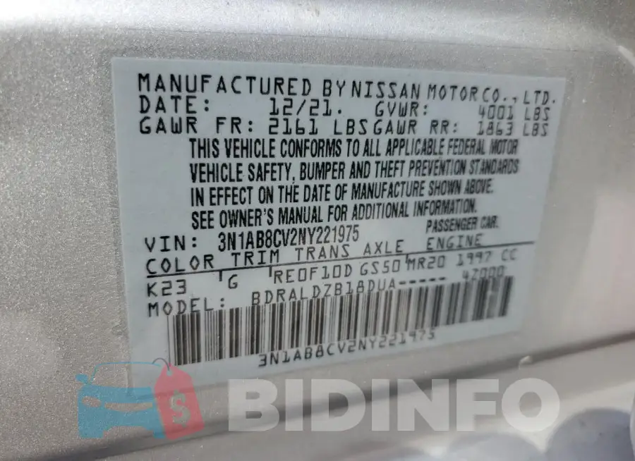 3N1AB8CV2NY221975 Photo# 12