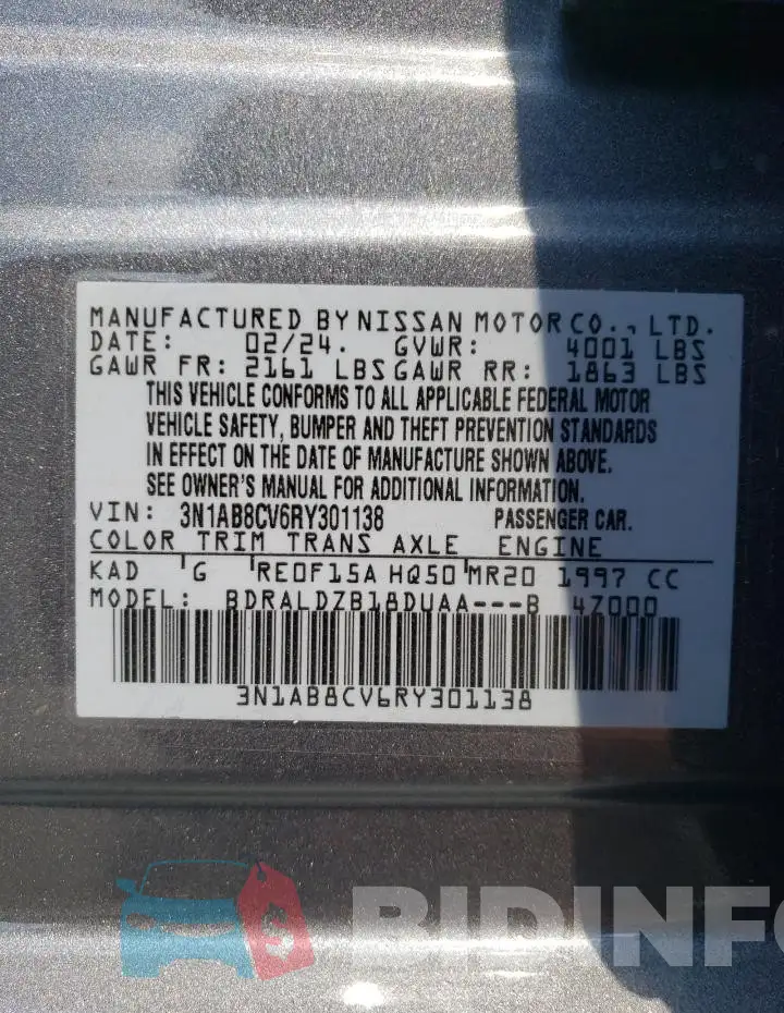 3N1AB8CV6RY301138 Photo# 12