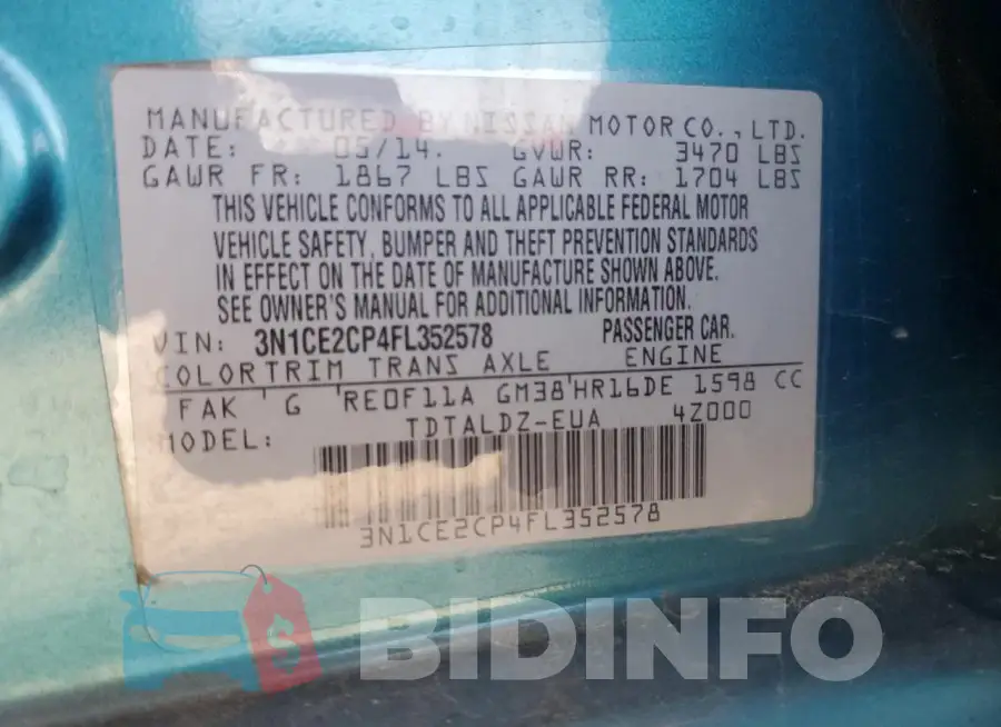 3N1CE2CP4FL352578 Photo# 12