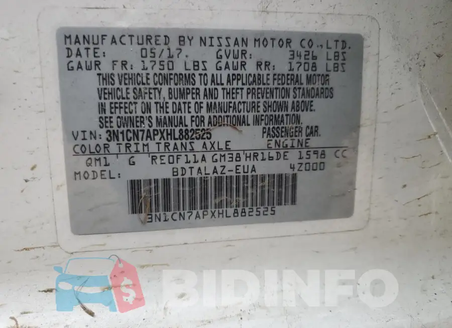 3N1CN7APXHL882525 Photo# 13