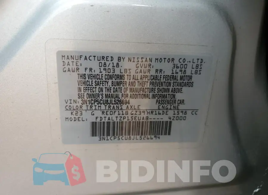 3N1CP5CU8JL526694 Photo# 14