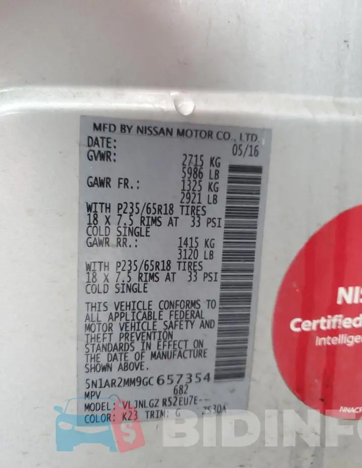 5N1AR2MM9GC657354 Photo# 13