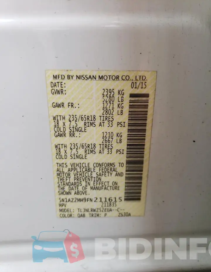 5N1AZ2MH9FN211615 Photo# 13