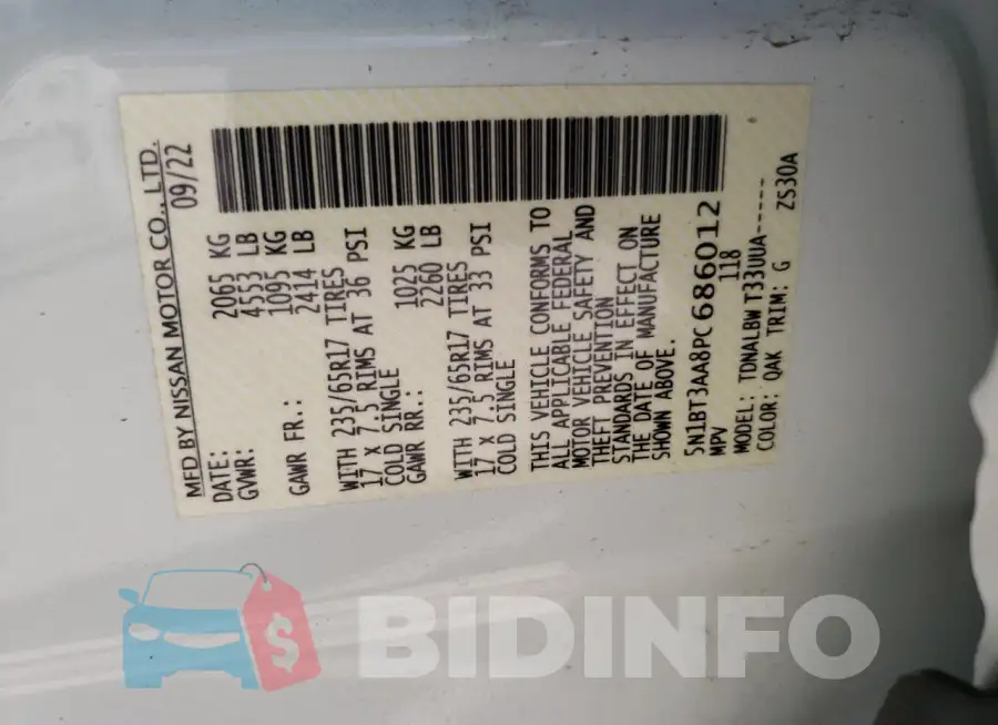 5N1BT3AA8PC686012 Photo# 13