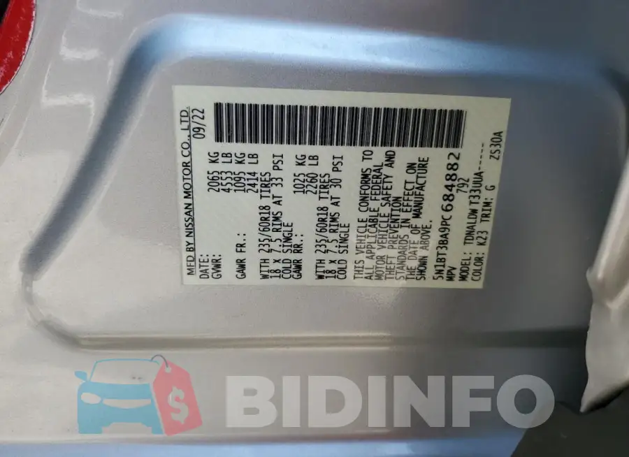 5N1BT3BA9PC684882 Photo# 13