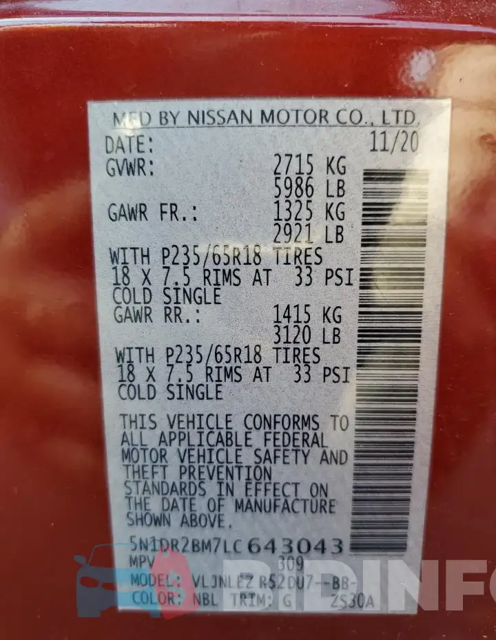 5N1DR2BM7LC643043 Photo# 13