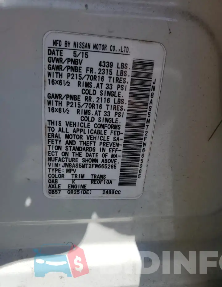JN8AS5MT2FW665265 Photo# 13