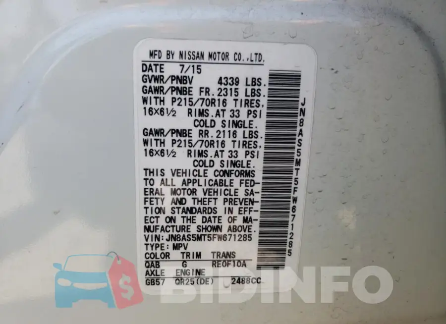 JN8AS5MT5FW671285 Photo# 13
