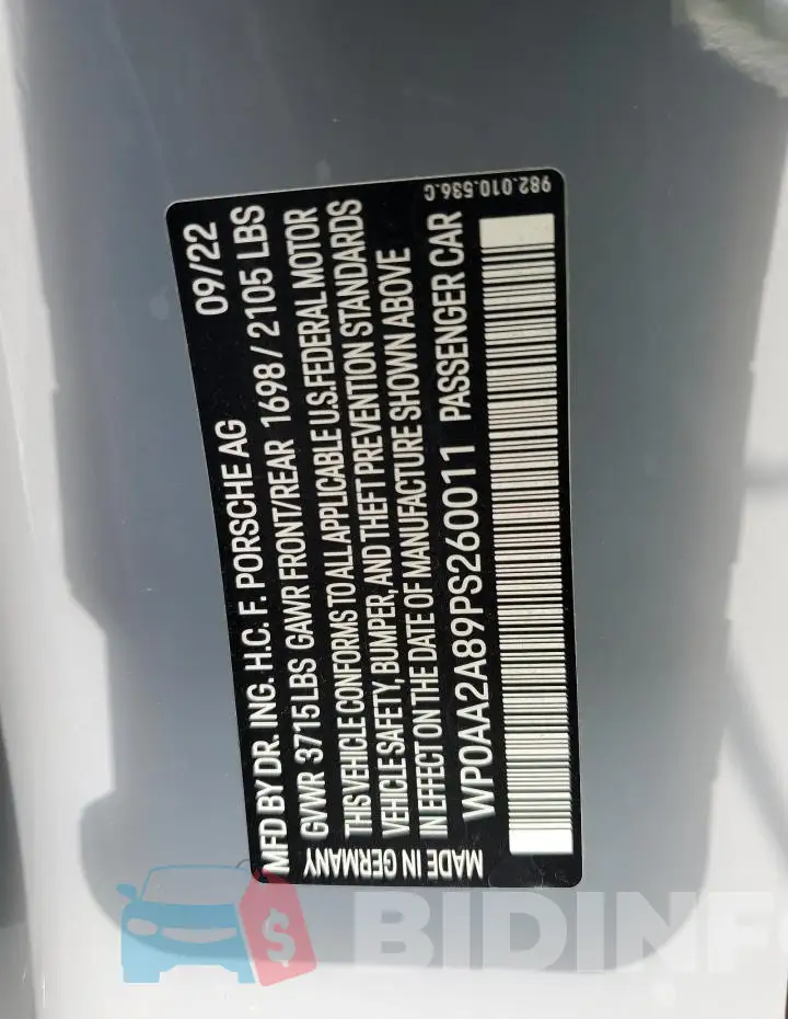 WP0AA2A89PS260011 Photo# 12
