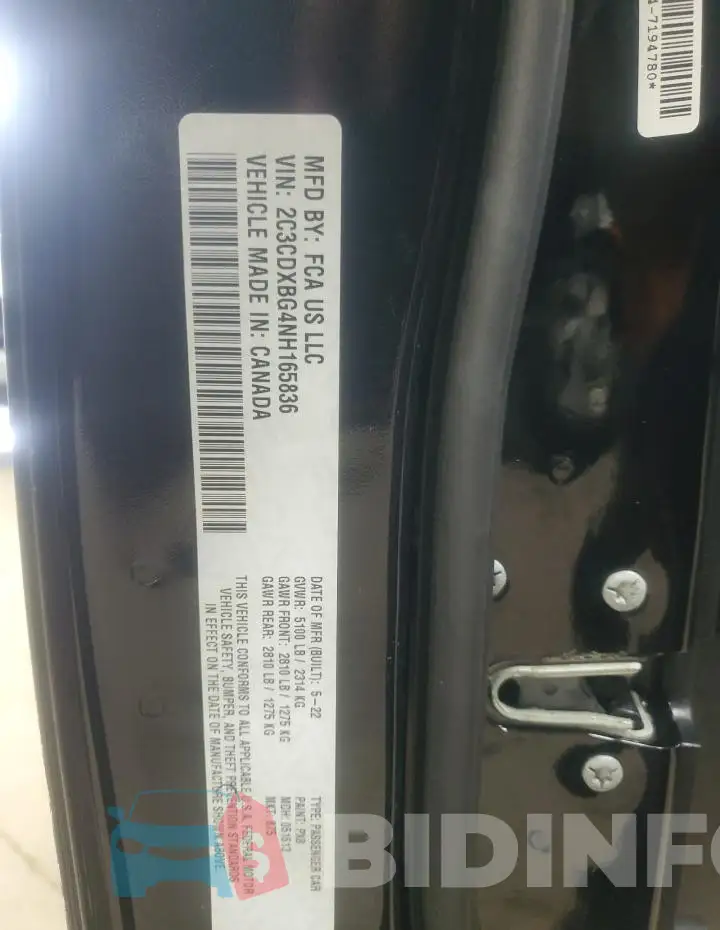 2C3CDXBG4NH165836 Photo# 12