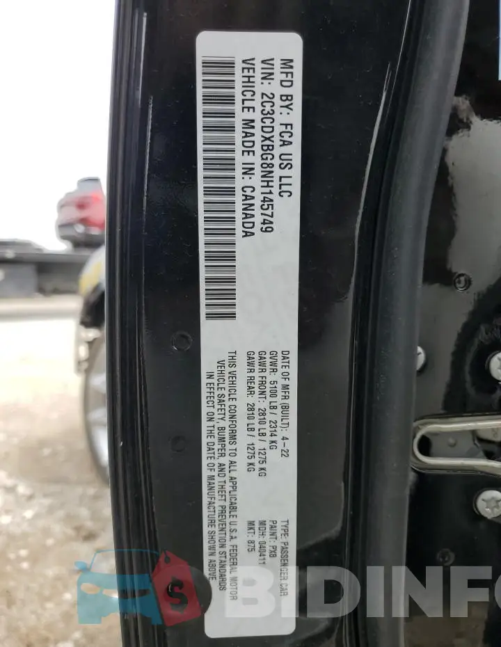 2C3CDXBG8NH145749 Photo# 14