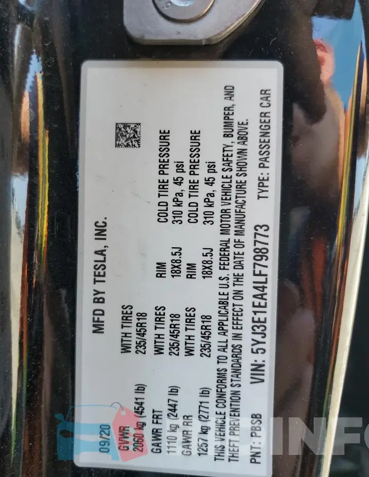 5YJ3E1EA4LF798773 Photo# 12