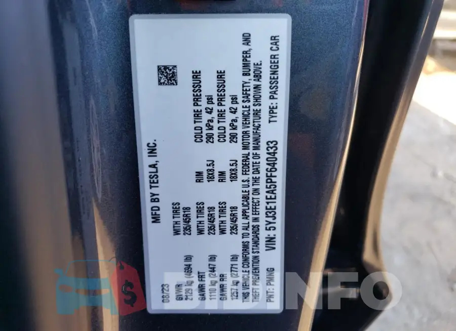 5YJ3E1EA5PF640433 Photo# 13