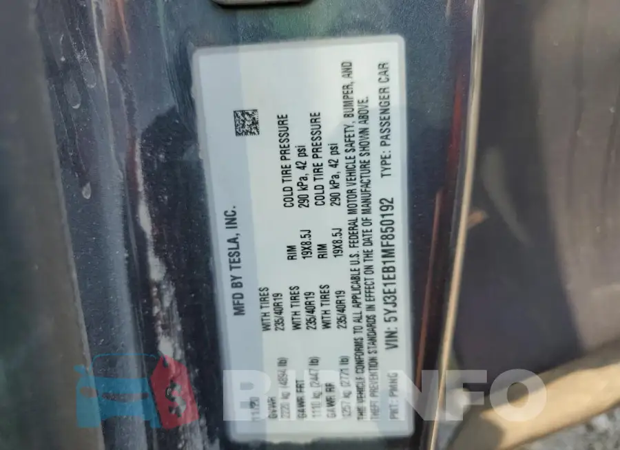 5YJ3E1EB1MF850192 Photo# 12