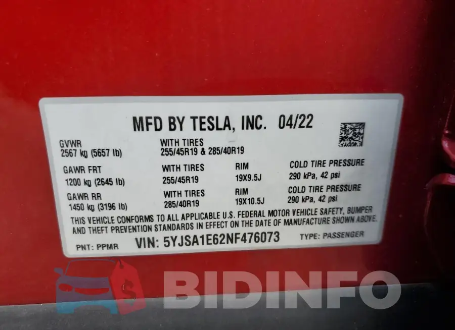 5YJSA1E62NF476073 Photo# 12