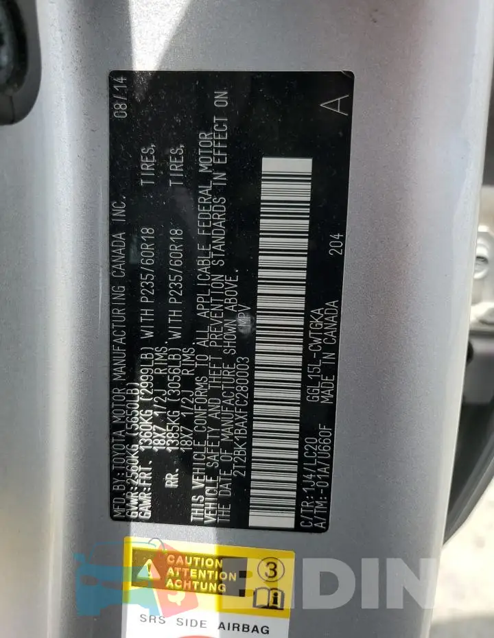 2T2BK1BAXFC280003 Photo# 12