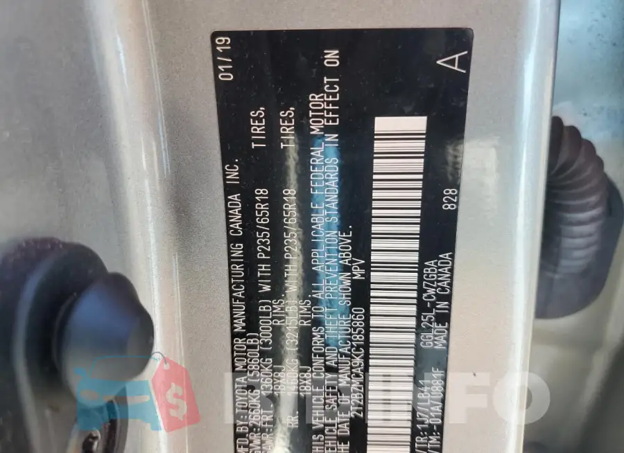 2T2BZMCA9KC185860 Photo# 12