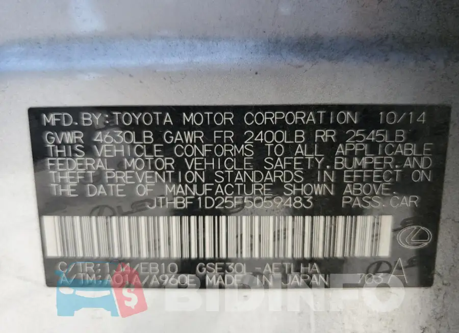 JTHBF1D25F5059483 Photo# 12