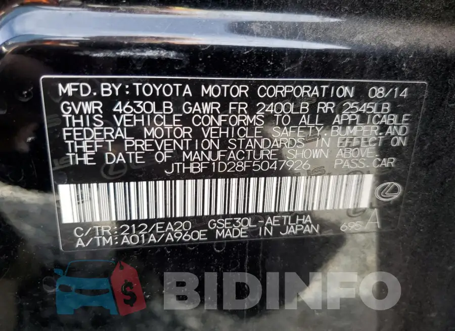 JTHBF1D28F5047926 Photo# 12