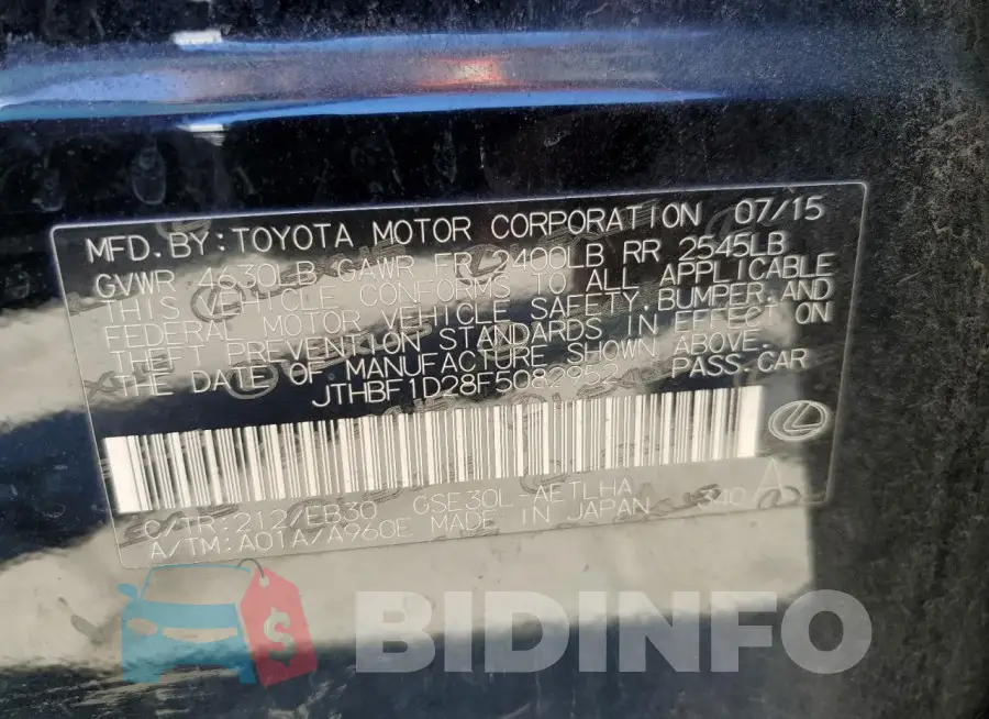 JTHBF1D28F5082952 Photo# 12
