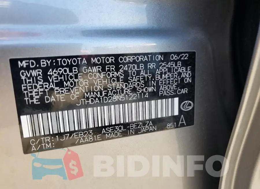 JTHDA1D28N5122114 Photo# 13
