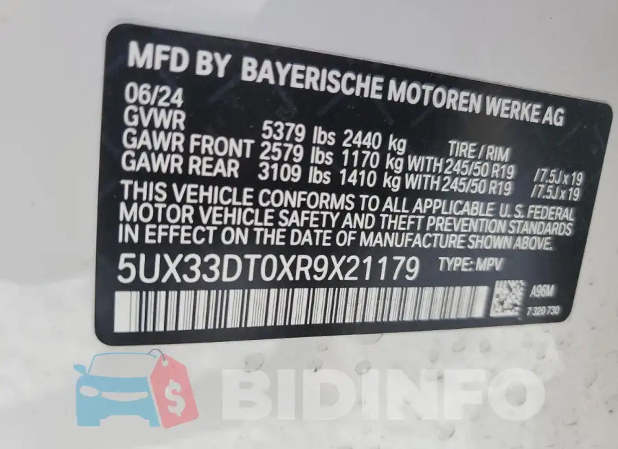 5UX33DT0XR9X21179 Photo# 13