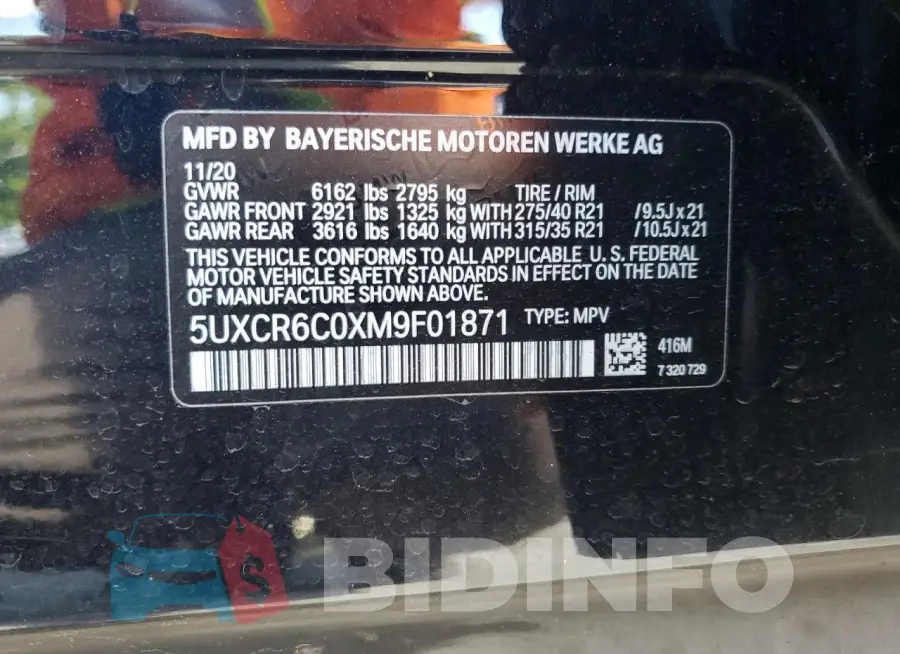 5UXCR6C0XM9F01871 Photo# 13