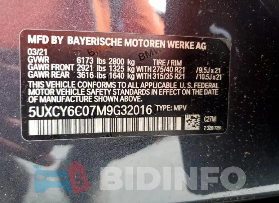 5UXCY6C07M9G32016 Photo# 14