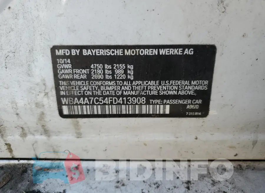 WBA4A7C54FD413908 Photo# 12