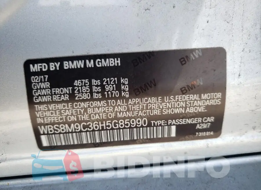 WBS8M9C36H5G85990 Photo# 13