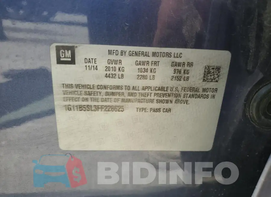 1G11B5SL3FF228625 Photo# 12