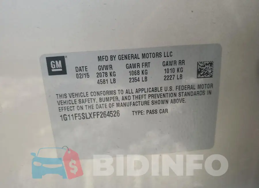 1G11F5SLXFF264526 Photo# 12