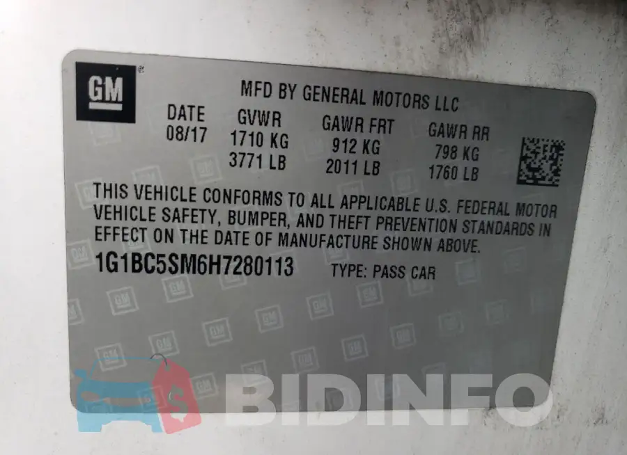 1G1BC5SM6H7280113 Photo# 13