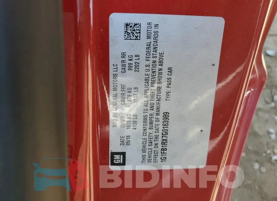 1G1FB1RX7G0183989 Photo# 12