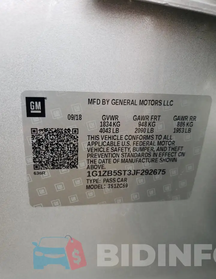 1G1ZB5ST3JF292675 Photo# 12